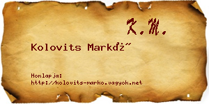 Kolovits Markó névjegykártya